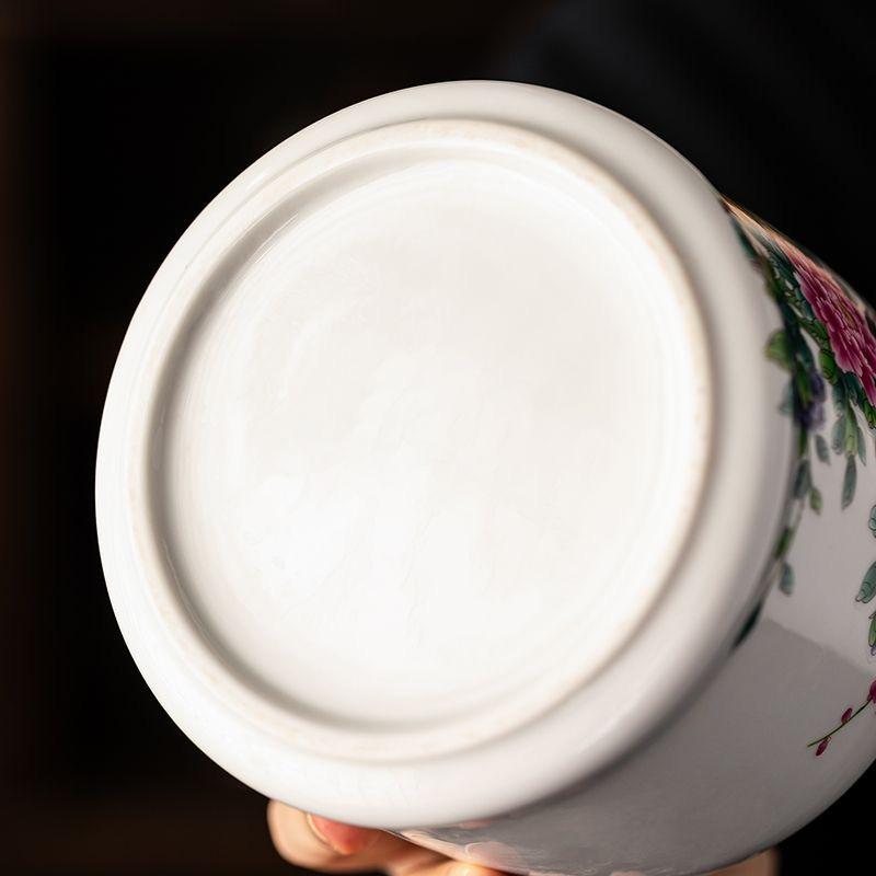 Large Ceramic Tea Caddy with Lid – Vintage Bird & Flower Design, Airtight Storage Jar for Loose Leaf Tea