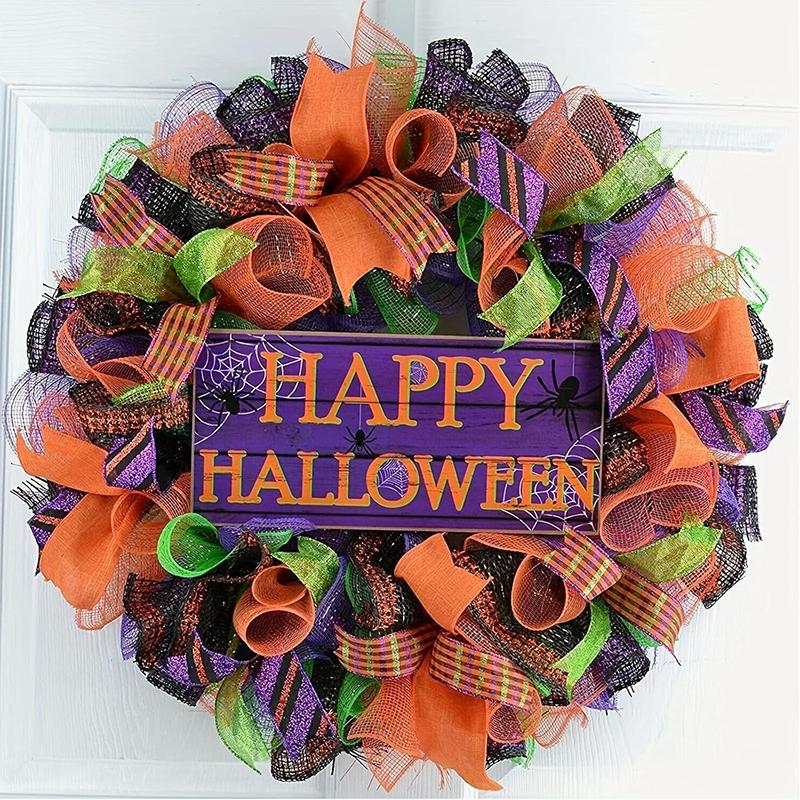 WTEMPO Halloween Mesh Ribbon for Wreath Striped Decorative Mesh Front Door Wreath & Craft Tree Decortive Supplies Durable Mesh Crafts Making Material
