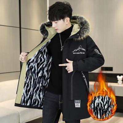 Men'S Winter Casual Hooded Polyester Padded Jacket Coat, Regular Fit Long Length Color Block Outerwear, with Non-Stretch Fabric, with Zipper Placket