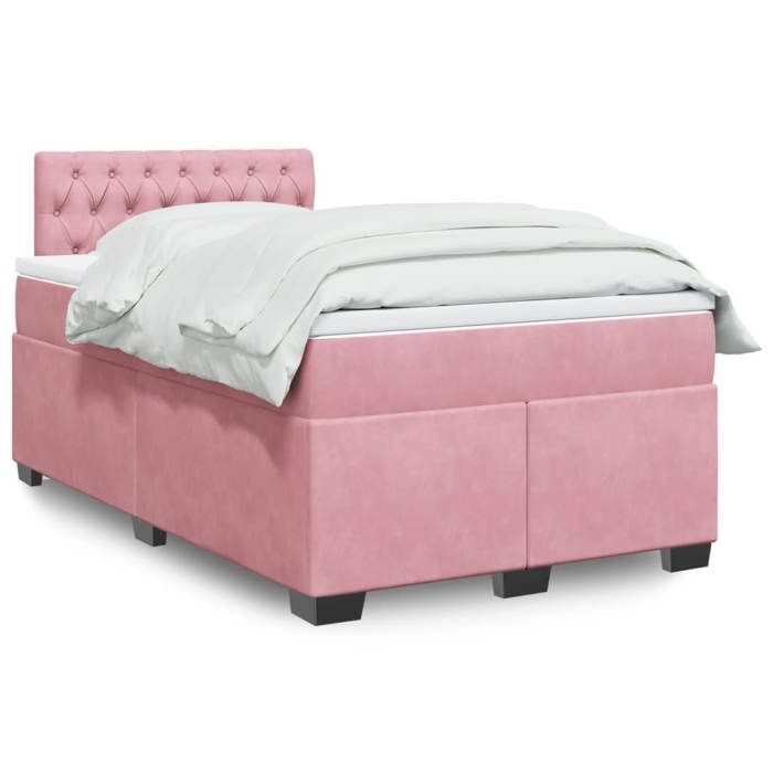 VidaXL Sommier à lattes de lit avec matelas rose 120x190 cm velours 3286269