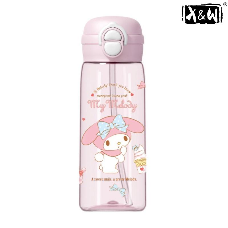 X&W Sanrio Tritan Material Space Cup 500mL Double Drinking Pop-up Lid Portable Water Cup Bubble Tea Cup Kids Water Bottle Cups