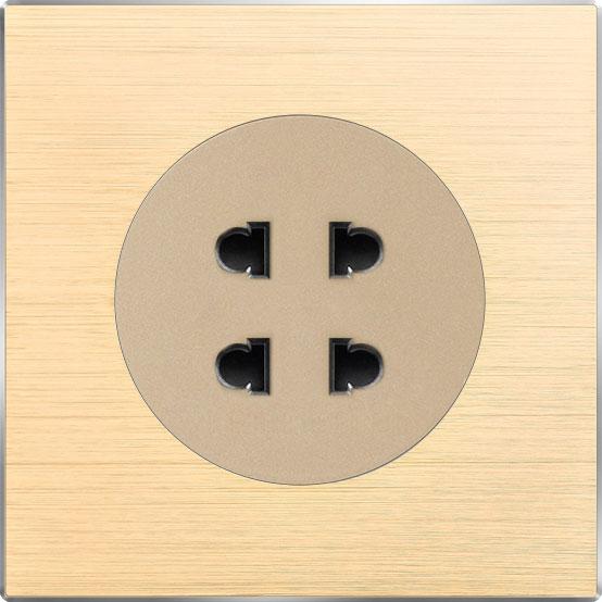 Hoge Kwaliteit Retro Stijl Aluminium Wandlichtschakelaar - Koffiekleurige LED Indicator met Resetknop Universele Elektrische Socket