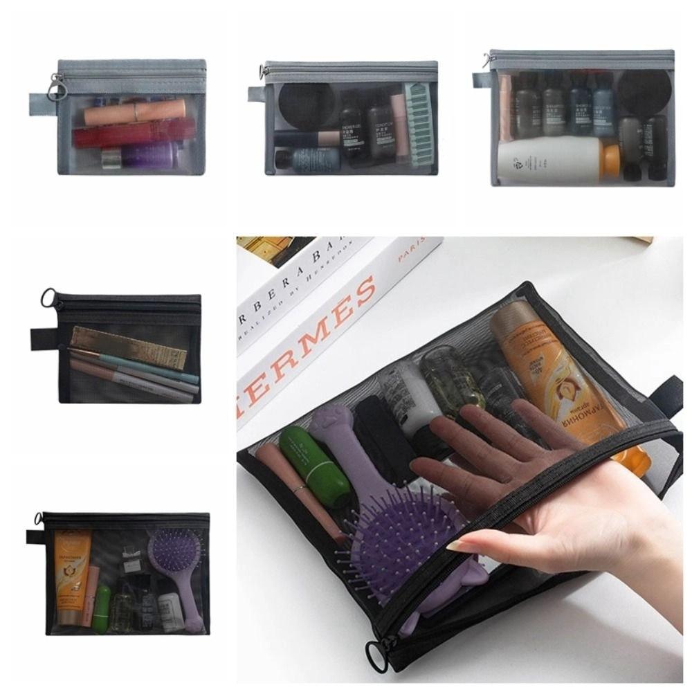 Large Capacity Makeup Bag Zipper Bag Cosmetic Cases Fashion Mesh Cosmetic Bag Outdoor