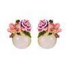 Mori Small Oil Drop Pearl Flower Earrings Small Fresh and Sweet Butterfly Love Earrings Super Fairy High-end Stud Earrings