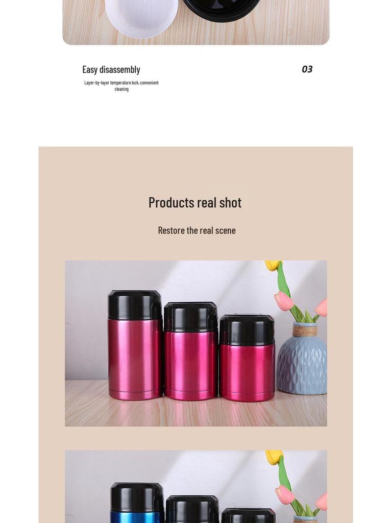 316 Stainless Steel Double-Layer Insulated Food Jar - Large Capacity Portable Vacuum Bottle