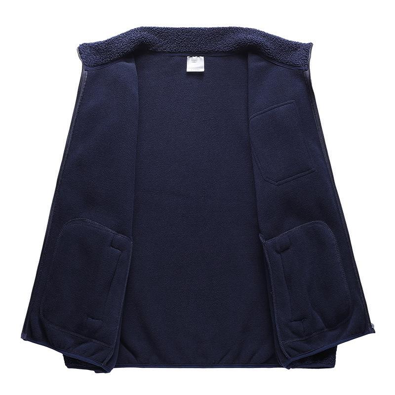 Jacket Men's Large Size Outdoor Fleece Jacket Men's Autumn and Winter Teddy Velvet Stand-up Collar Loose Plus Velvet Thickened Jacket for Men