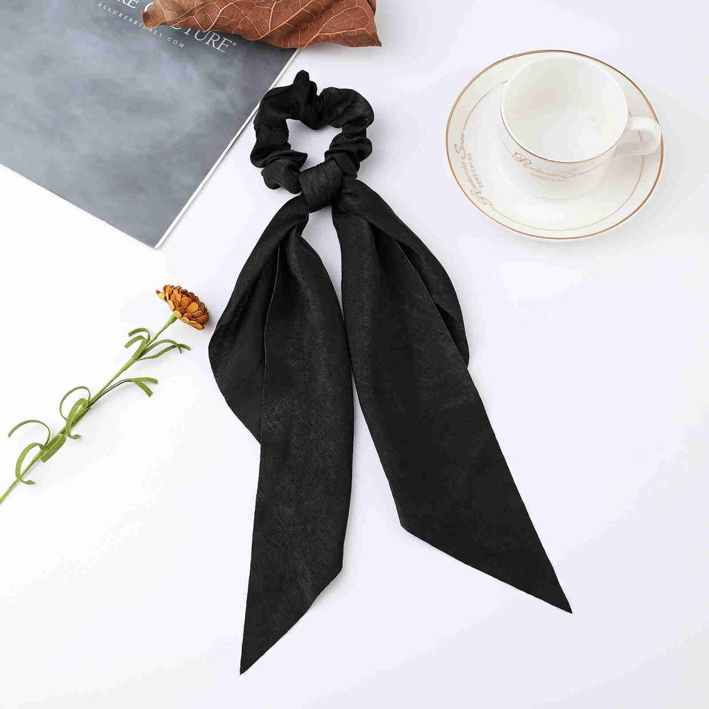 Fashion Print Chiffon Long Ribbon Scrunchies Women Girls Ponytail Scarf Elastic Hair Bands Ties Hair Accessories