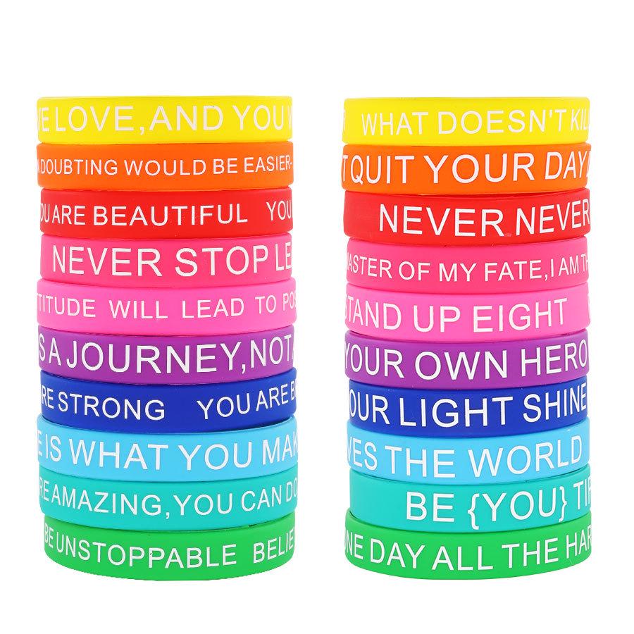 Colorful Inspirational Silicone Wristband for Men, Women, Youth - Unisex Elastic Strap with Famous Quotes