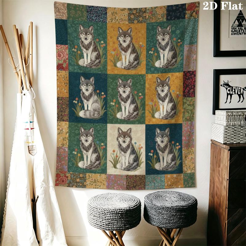 Retro patchwork Animal Wall Tapestry Aesthetic Wall Hanging Printed Fabric Blanket Decorative Tapestries for Bedroom Living Room Home Decor