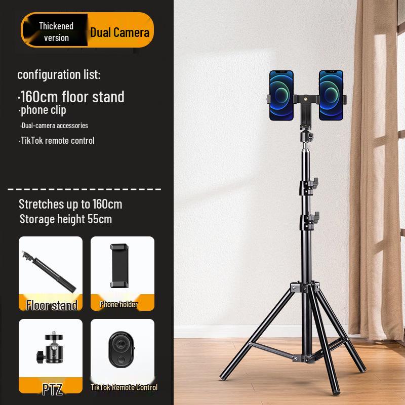 Dual-angle Mobile Phone Tripod with Fill Light for Live Streaming and Recording