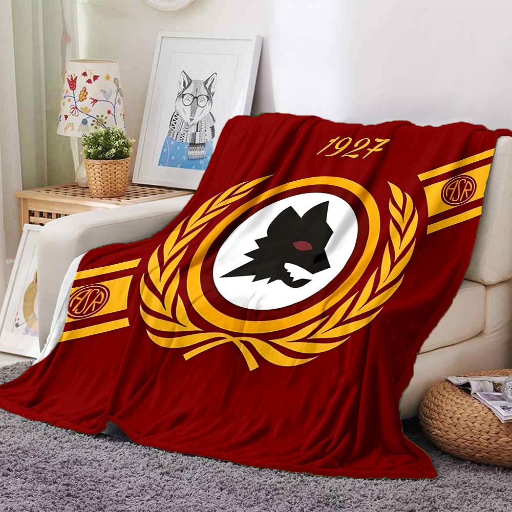 Coperta in Flanella con Emblema AS Roma, Morbido Poliestere, Design Moderno, Per Tutte le Stagioni, per Campeggio, Viaggi, Regali per Feste o Compleanni