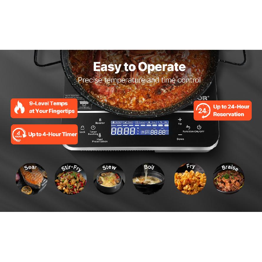 SucceBuy Portable Induction Cooktop Electric Induction Burner with 9 Temperature Settings, Countertop Induction Hot Plate