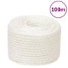 153052 vidaXL Work Rope White 10 Mm 100 M Polypropylene
