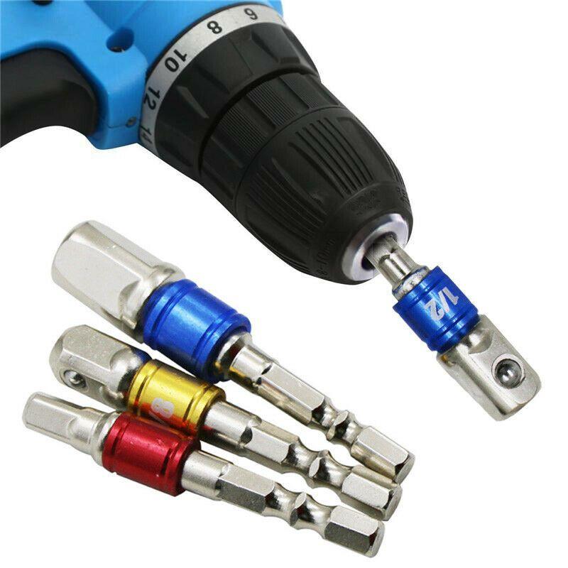 Durable Hex Shank Socket Adapter Set For Drill Drivers With Three Size Options