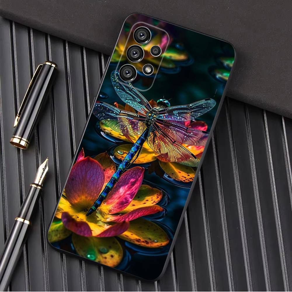 Dragonfly Animal Phone Case For Samsung Galaxy A13,A21s,A22,A31,A32,A52,A53,A71,A80,A91 Soft Black Shell