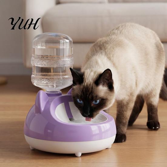 Universal Bottle Interface Pet Feeder Automatic Cat Water Dispenser, Auto Refill Feeder, Cute Dispenser Ear Design, Adapter Threaded Bowl for