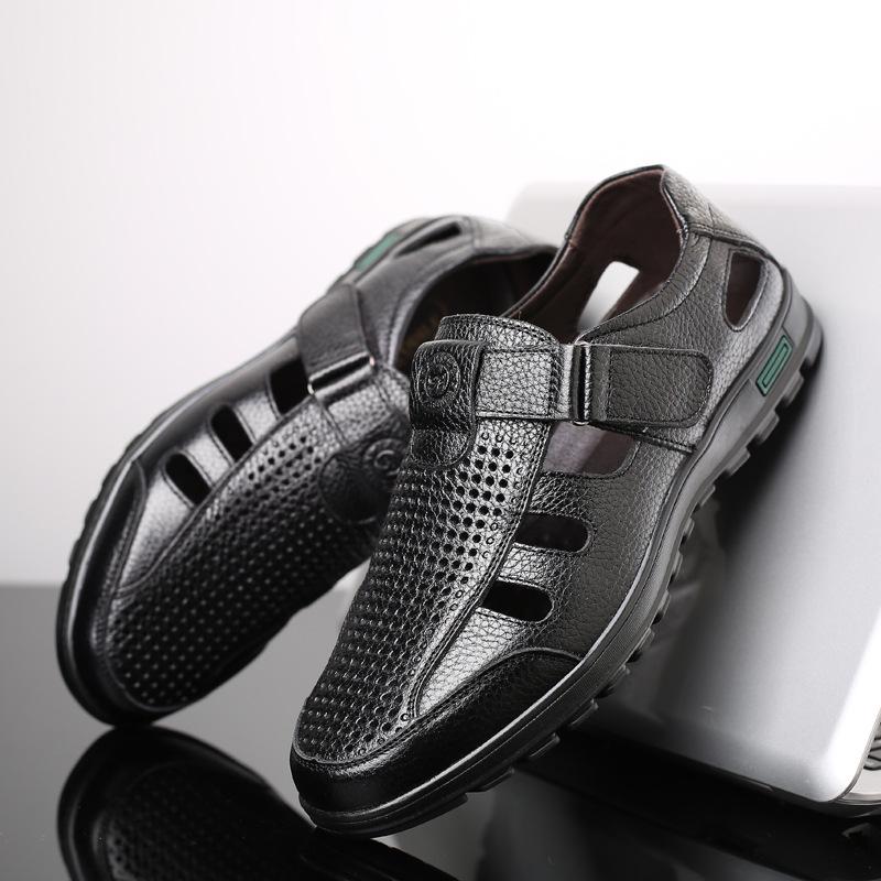 Men's Plus Size Breathable Leather Slip-on Sandals