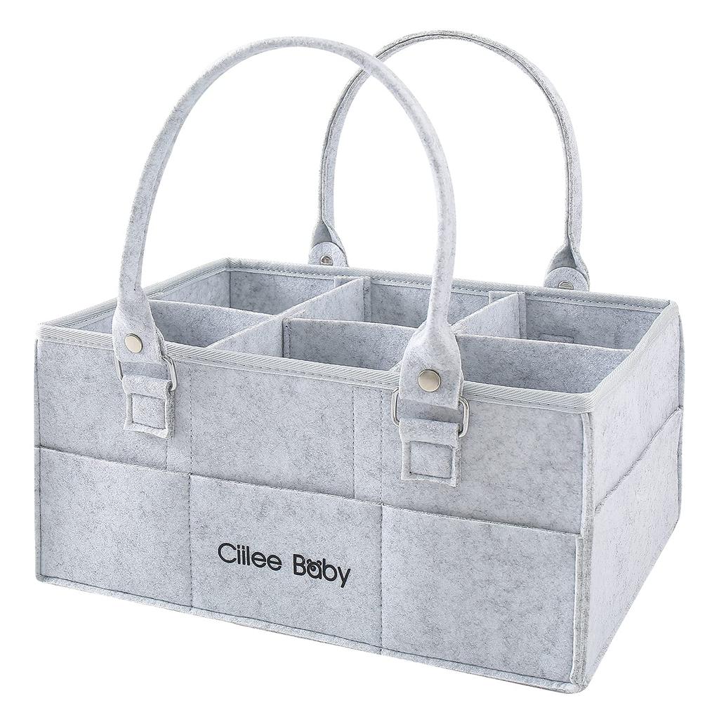 Ciilee Baby Diaper Storage Large Capacity with Detachable Foldable Baby Storage Car Travel Small Portable Baby Supplies Organizer Compartments Bag,