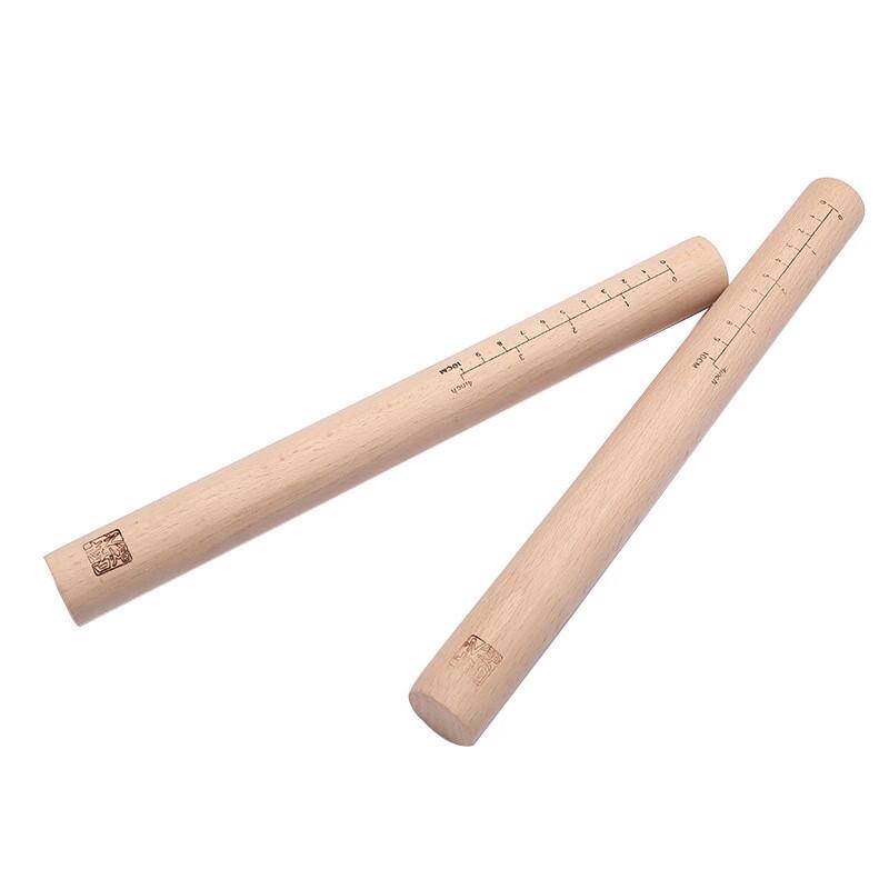 

ZISIZ Lacquer-Free Beech Wood Rolling Pin with Measurement Scale