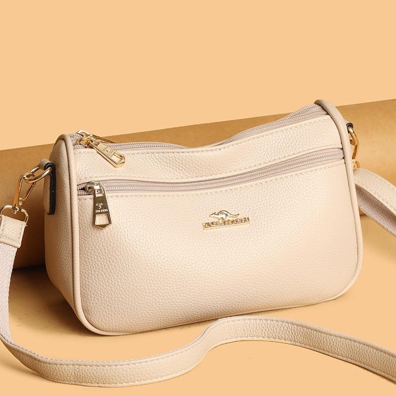 Women's Bag Fashionable Versatile Shoulder Bag Soft Leather Texture Retro Messenger Bag Multi-compartment Mother Bag