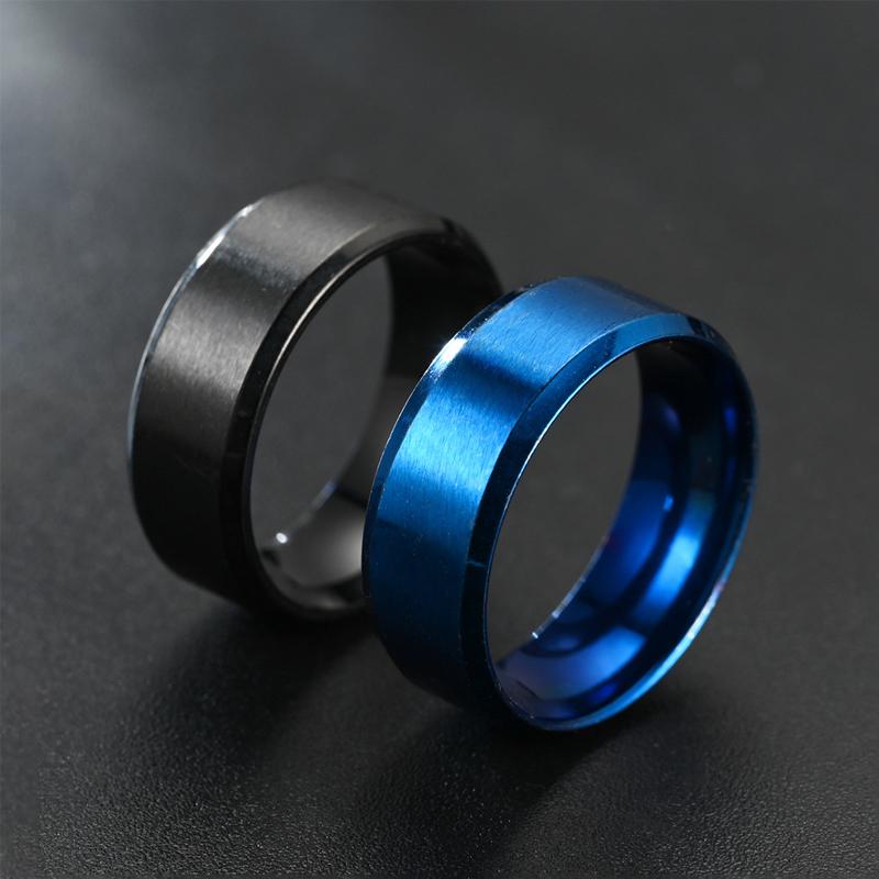 Bague Anti-stress à Tourner - 2 Pièces 8 Mm - Design Moderne En Acier Inox - Cadeau Idéal Homme/femme (Noir & Argenté)