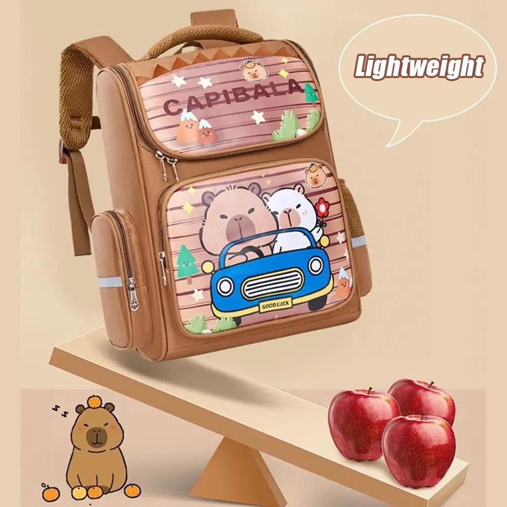 Water Resistant Cartoon Animal Bookbag Large Capacity Capybara Backpack Student