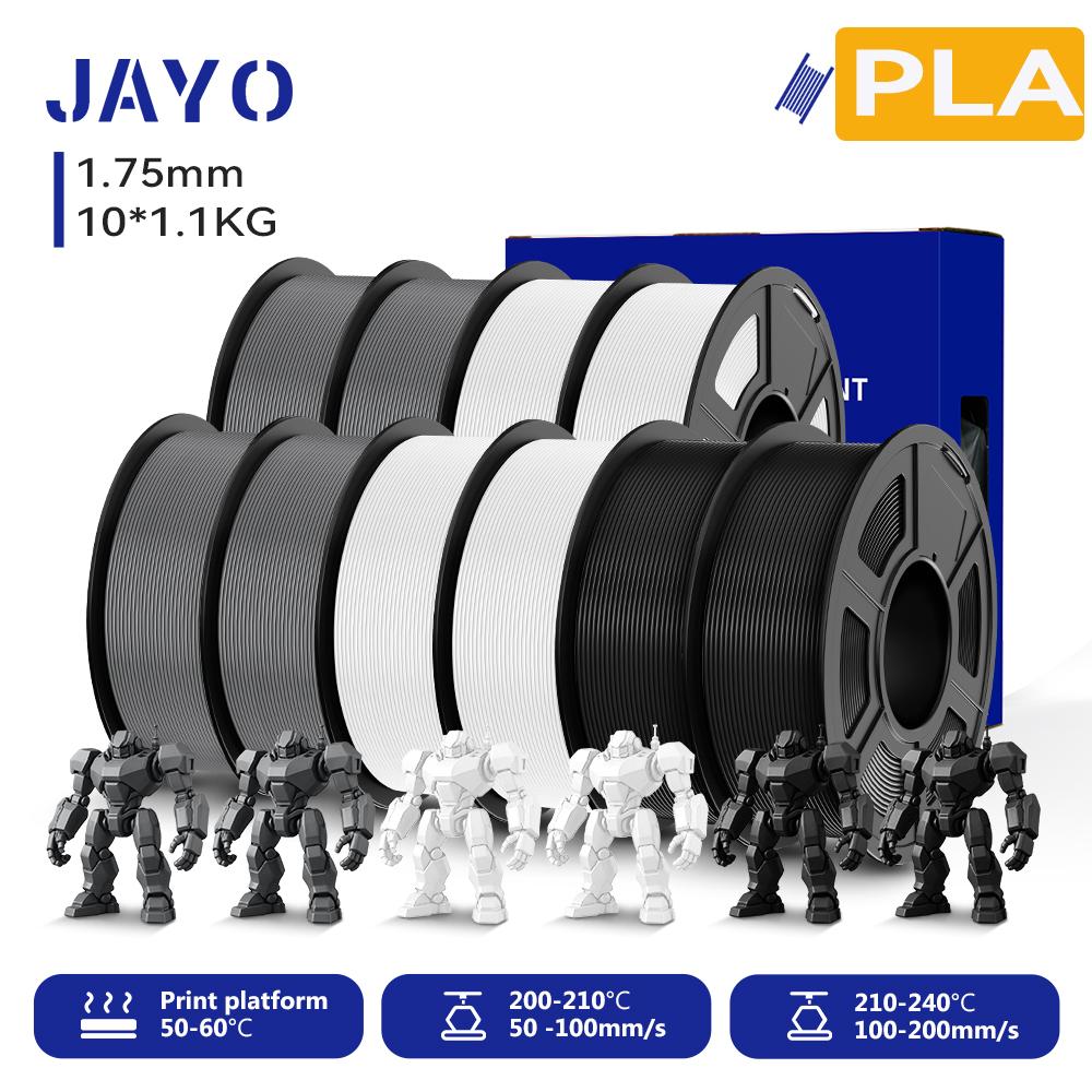 JAYO 10Rolls 3D PETG/PLA/PLA+2.0/PLA+ Printer Filament 1.75mm No Bubble Non-Toxic 3D Printing Materials for 3D Printer & 3D Pen