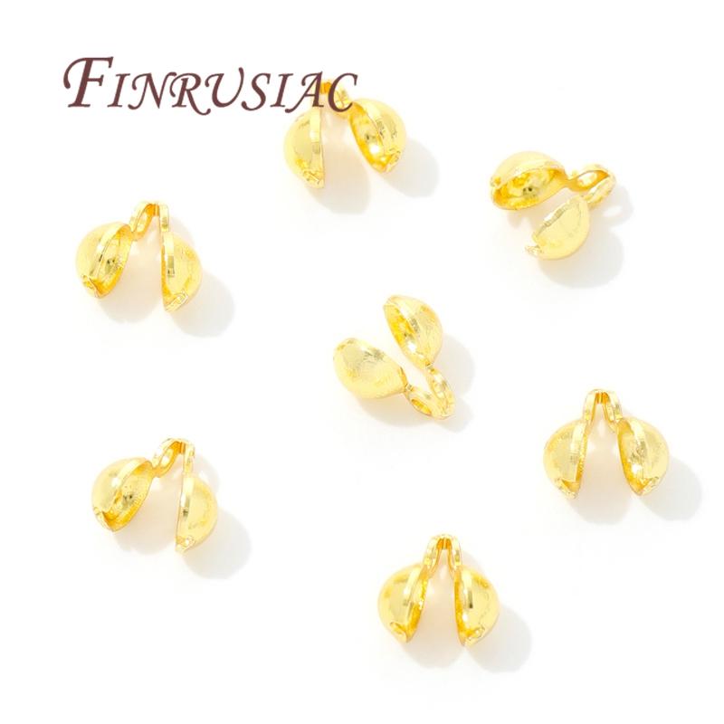 10-20Pcs/Lot Crimp Beads For Jewelry 18K Gold Plated End Caps For Jewelry ,Bead Tip Ball Chain Connectors Bracelets Accessories