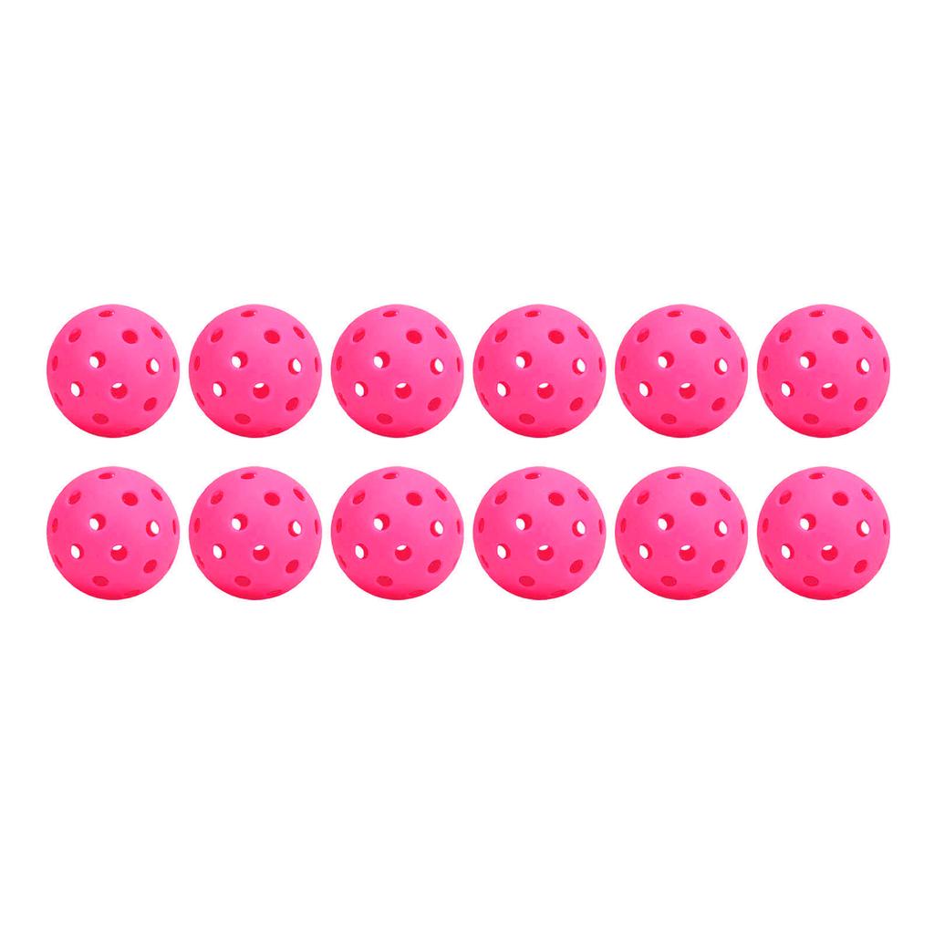 12PCS 74mm 40 Holes Pickleballs PE Plastic High Elasticity Pickleball Outdoor Hole Balls Pink