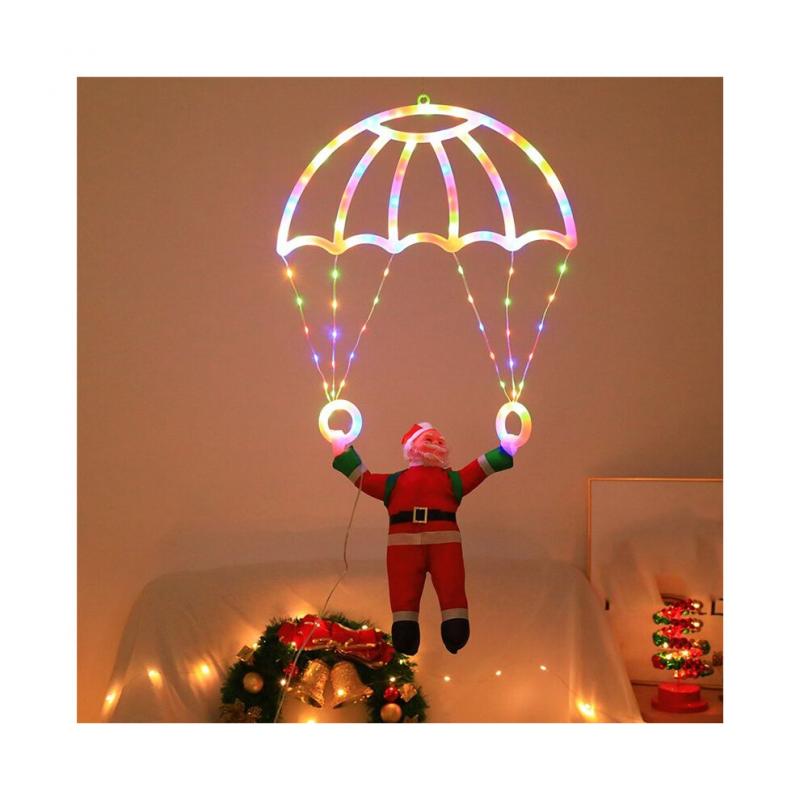 LED-Dekoration Mit Weihnachtsmann-Fallschirm, USB-Betriebene Fernbedienung, Für Den Innen- Und Außenbereich Geeignet, Ideal Für Weihnachtsfeiern Zu