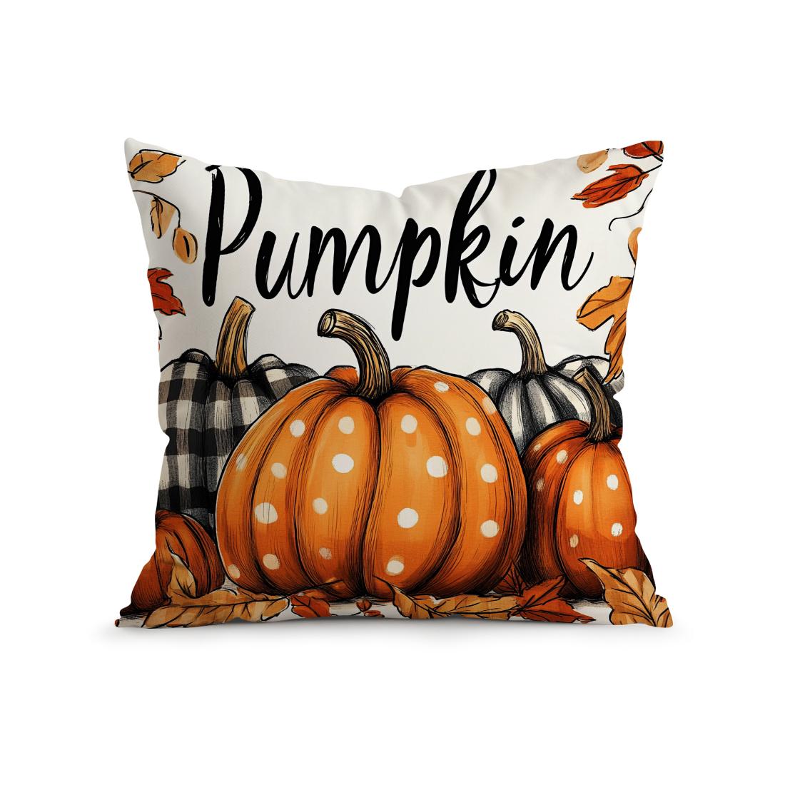 

Наволочка на подушку с принтом тыквы и кленового листа, персиковый вельвет, для комнаты, дома, дивана, гостиной, офиса, автомобиля, простая, 45x45 см 18x18Inch