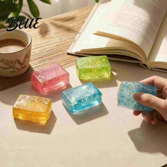 Anxiety Relief Toy Glitter Rectangle Squeeze Soft Stretchy Slow Rising Clear Sensory Stress Ball Classroom Prizes Party Favors