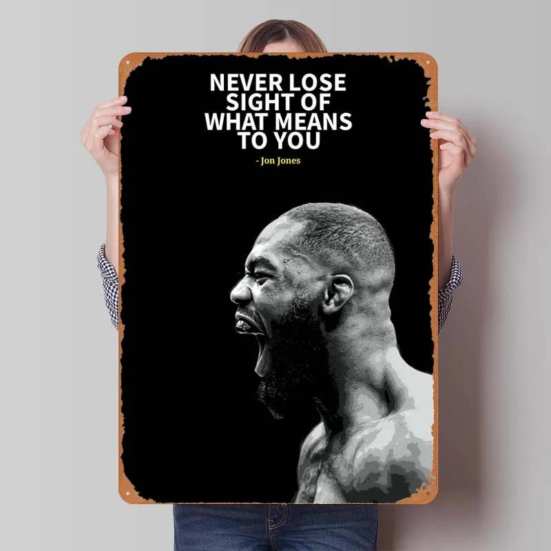 Jon Jones Metallskylt Boxningsposters Spelrumsinredning Man Vintage Plåttskylt Plakett för Väggkonst Dekoration Interiör