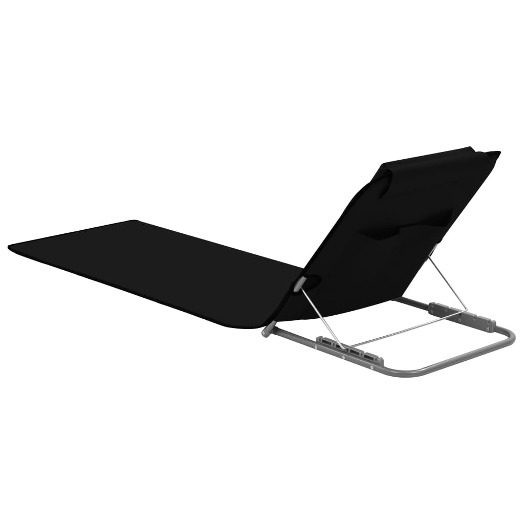 Folding Beach Mat Set 2 Pcs Steel and Fabric Black