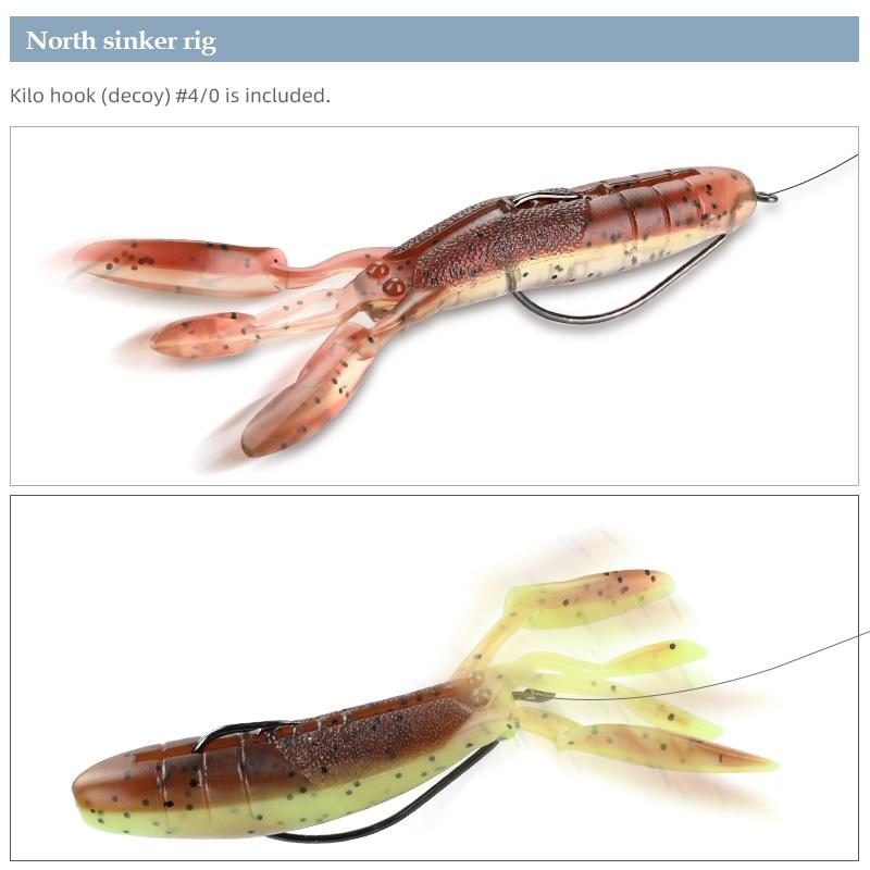 MEREDITH Soft Lure Glide Camaron 94mm 8.4g 10pcs Shrimp Antennae Double Legs Bass Pike JXSC05