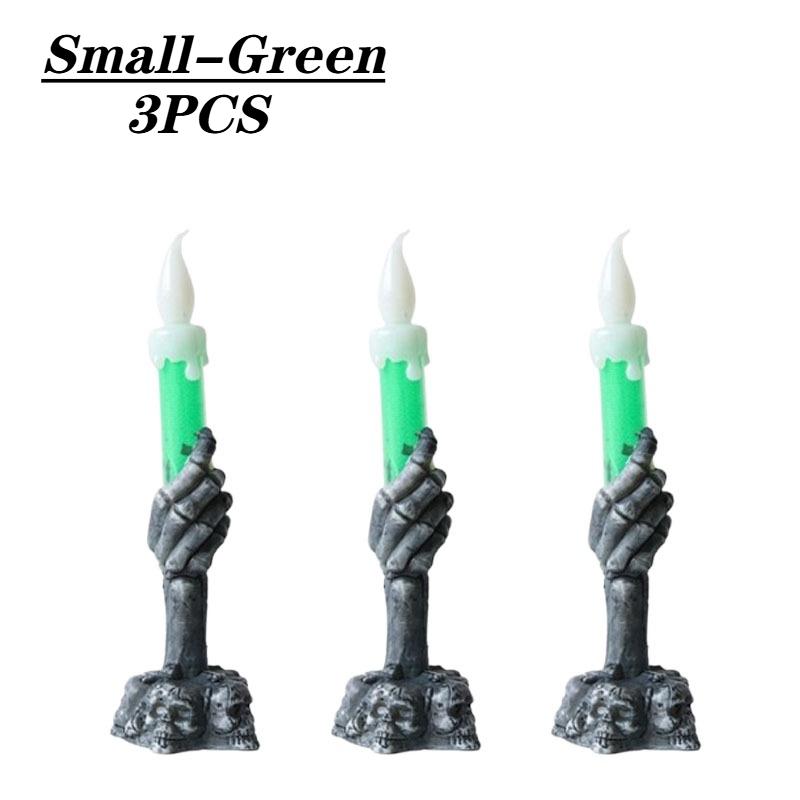 1-3PCS LED Skull Hand Candle Light Battery Operated Flame Effect HalloweenGothic Decoration for Haunted HouseTable Hanging Decor