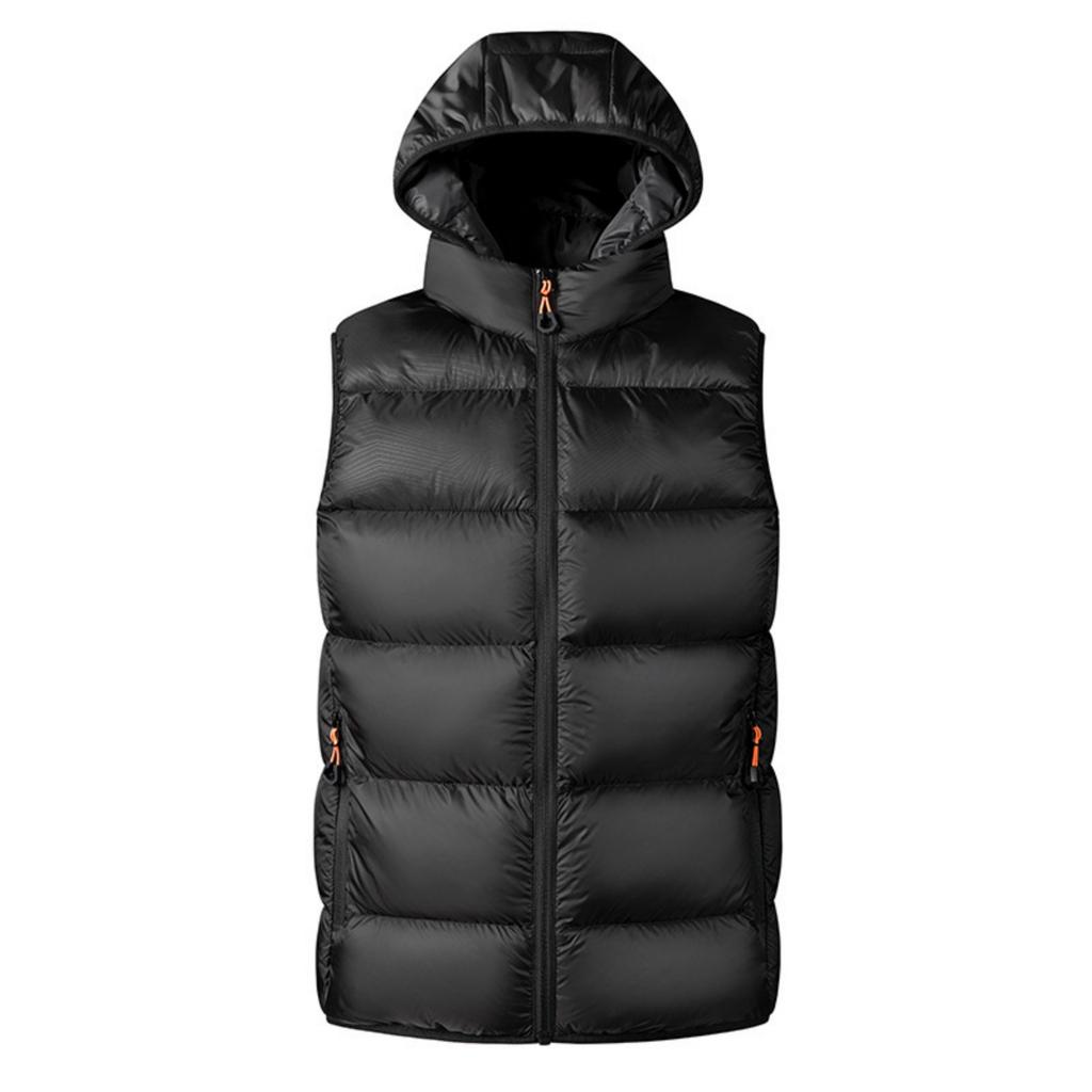 Men's Casual Loose Color-blocked Cotton Warm Jacket, Men's Double-sided Wearable, Detachable Cap Sleeveless Vest Jacket