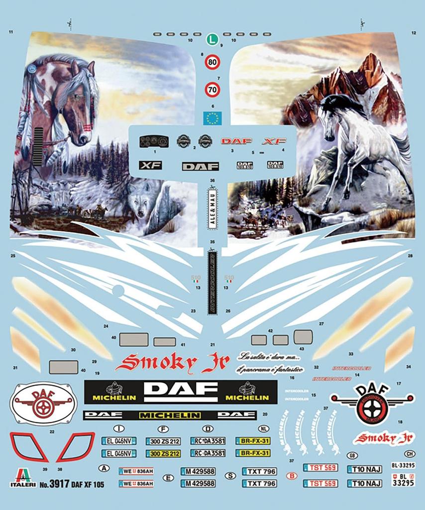 PLATZ ITALERI DAF Smokey Sattelzugkopf Plastikmodell IT3917 1/24 XF-105 Jr.
