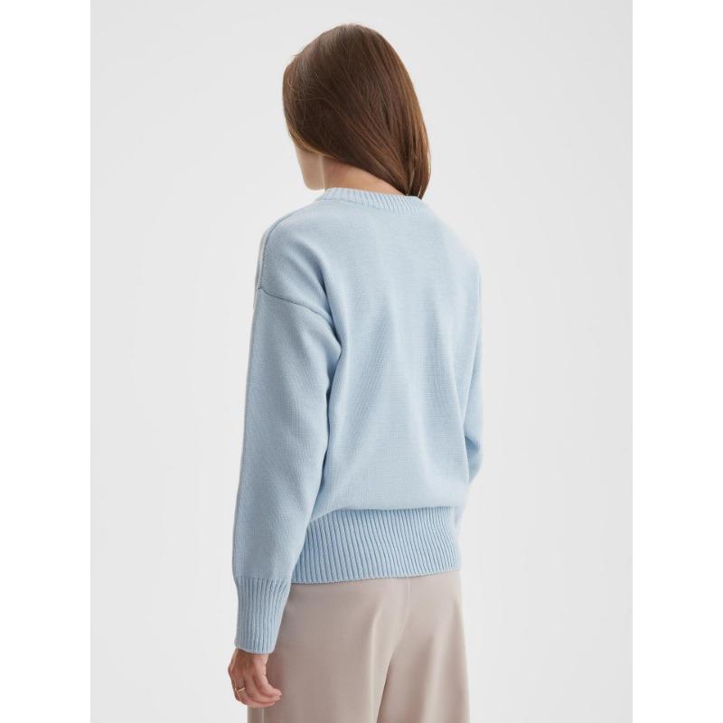 Herbst und Winter Damenpullover Einfarbig Bequemer lässiger lockerer Rundhals-Langarmpullover