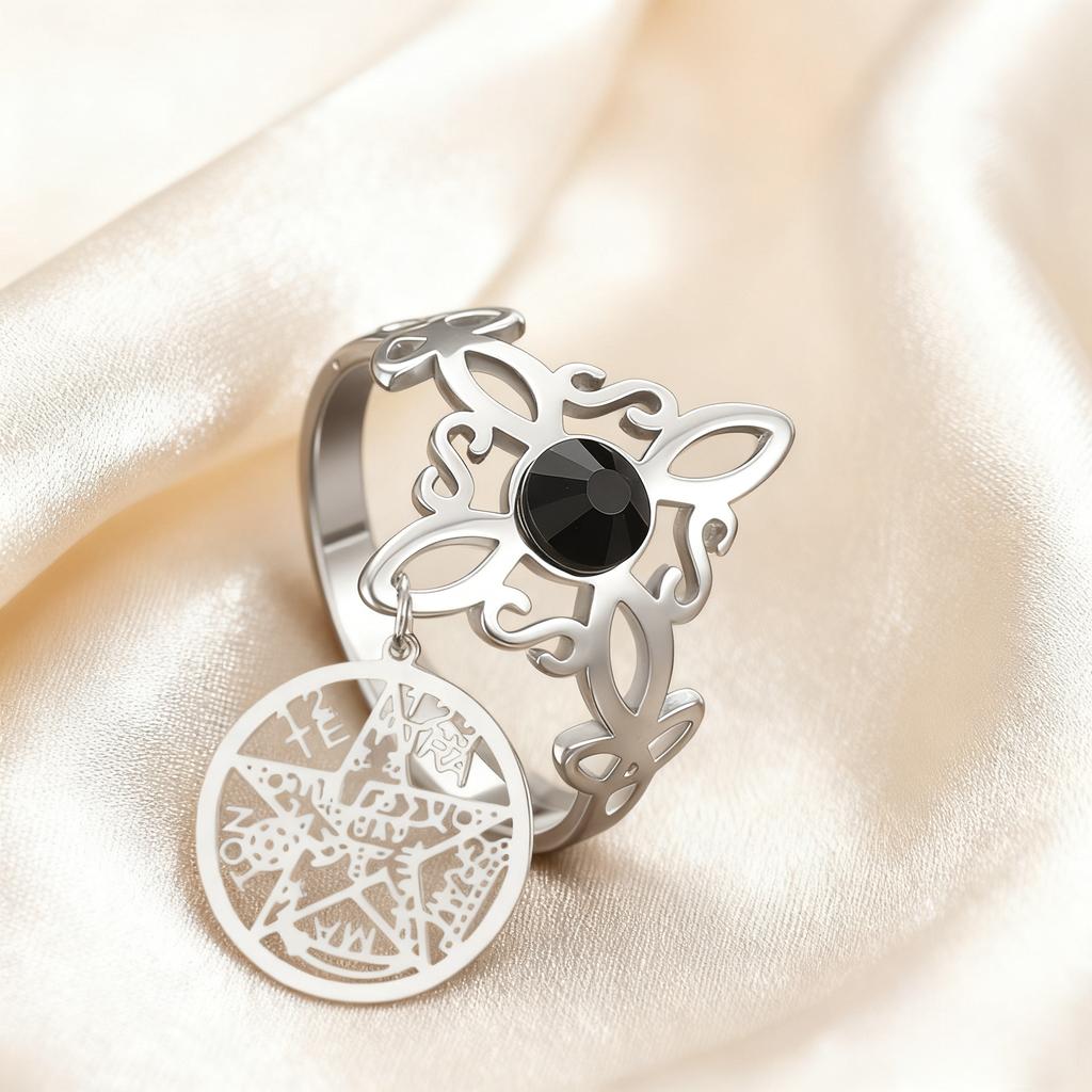 Jeshayuan Witch Knot Ring Je Hebrew Tetragrammaton Ring Witchcraft Pentagram Ring For Women Amulet Jewelry Gift