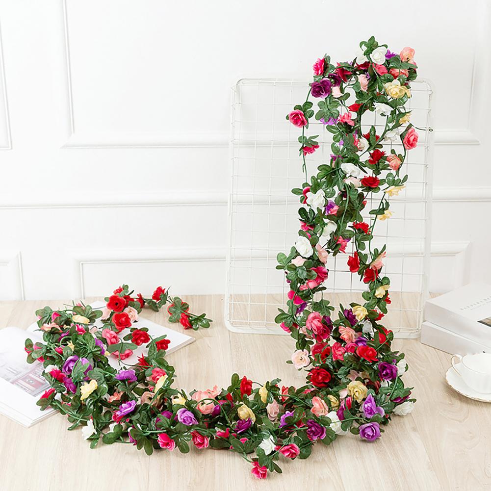 2.5M Artificial Flower Garland Realistic UV Resistant Faux Flower Rattan Vine Wedding Party Hanging Simulation Bloom Decoration