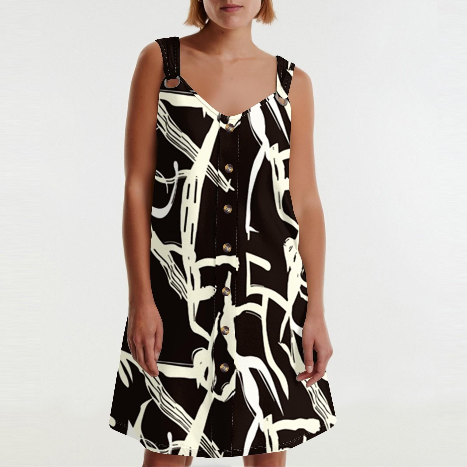 

Женское летнее платье с карманом без рукавов сарафан с цветочным принтом XL чёрный