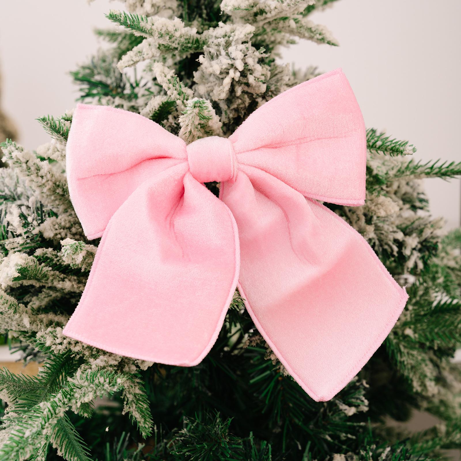 

23x21cm Red Green Pink Velvet Bow for Christmas Tree Topper 2026 Christmas Party 2026 Home New Year Decorations DIY Supplies розовый