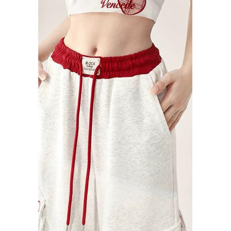 Gray American Sports Pants Women's Spring and Autumn Straight-Legging Casual Pants Wide-Legging Workwear Jazz Dance Pants