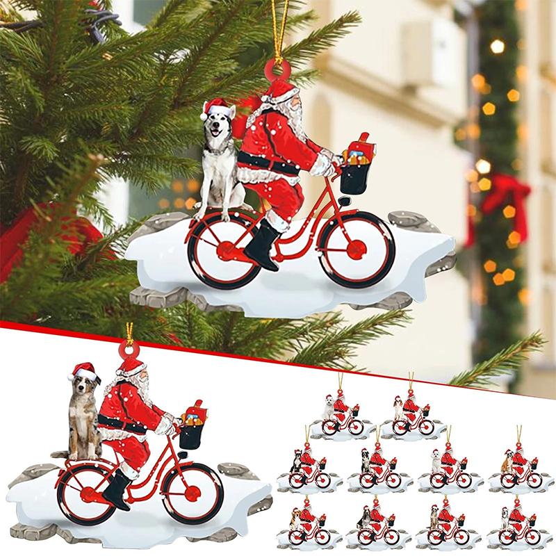 

Новогодний Санта-щенок-собака, подвесное украшение, акриловая рождественская елочная подвеска, праздничные атрибуты для вечеринок