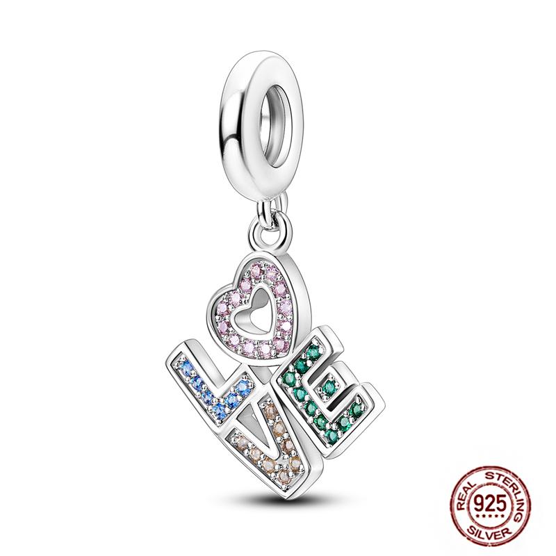 Copper Charms Great Love Mother Family Sister Pink Heart Tulip Cha Beads Fit Original Bracelet Diy Mother'S Day Jewelry Gift