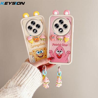 KEYSION Cute Ear 3D Cartoon Case for OPPO Reno12 F 5G with Bracelet Soft Silicone Shockproof Phone Cover for OPPO Reno 12F 5G