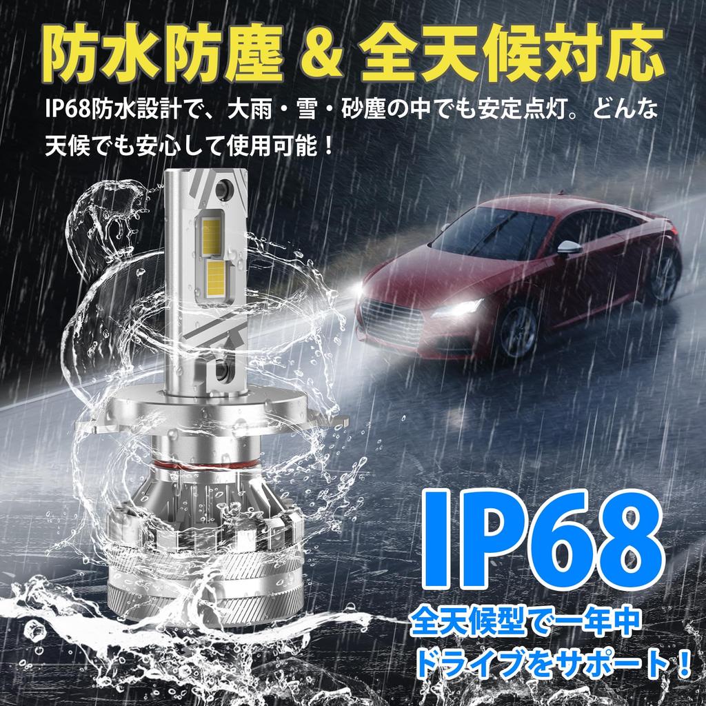 Perrace H4 LED Überwältigende Fahrzeuginspektion Einstellbar 140W Hoch Super 6500K mit Kühlung Stärkster Cutoff IP68 Kompatibel mit Satz von 2 Glühbirnen