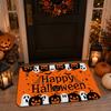 1pc Halloween Pumpkin Ghost Bat Doormat, Halloween Welcome Mat, Fleece Non-Slip Entrance Rug, Thick Plush 1.02cm Sponge Filling, Machine Washable And