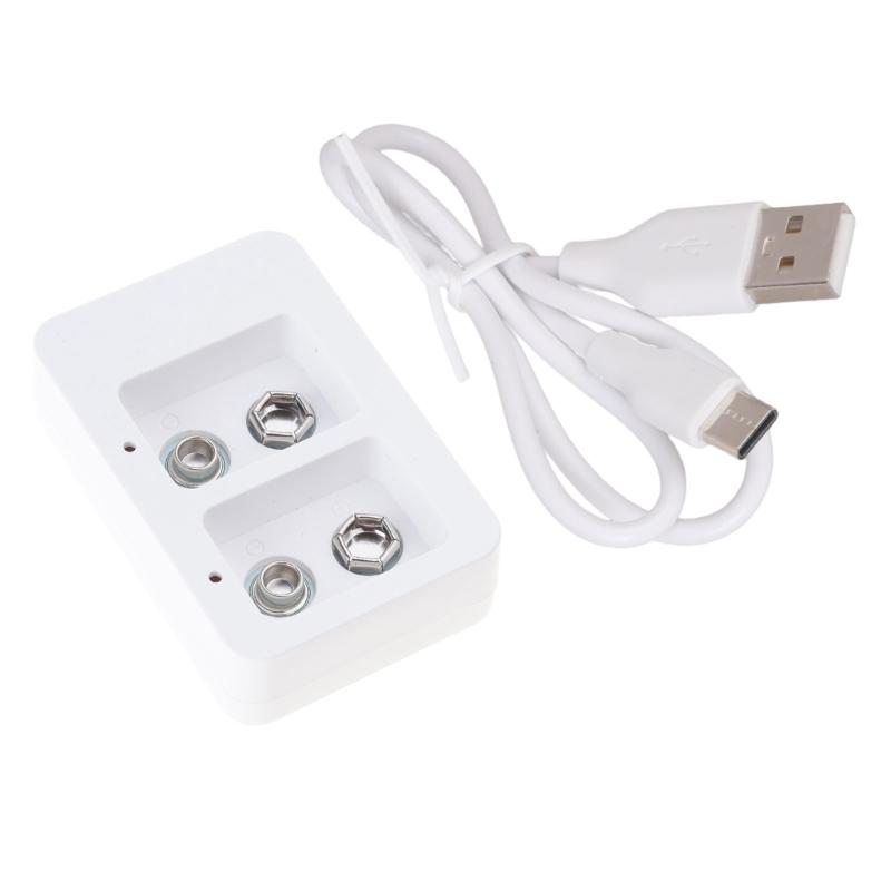 

MultiSlots USB Charger for 9V Rechargeable NiMH Batteries 2Slot Charging Hubs With LED Indicators 5V2A Input 9V50Ma Out